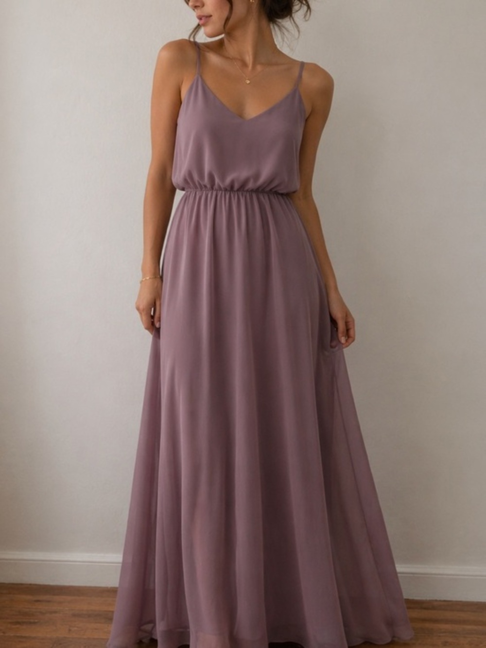 Birdy Grey Gwennie Bridesmaid Dress NWT XS Dark‎ Mauve Chiffon Maxi
